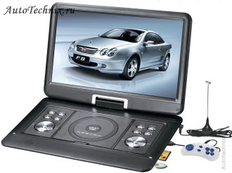 Портативный DVD плеер с TV и FM тюнером XPX EA-1507 FM XPX EA-1507 FM - Портативный dvd плеер с tv и fm тюнером. Переносной LCD телевизор со встроенным CD, DVD, MP3 плеером, fm тюнером  и поворотным экраном  15'' (37 см). Удобен для использования как в автомобиле, так и в домашних условиях. Возможность подключения к телевизору в качестве обычного DVD проигрывателя.
Поддерживаемые форматы: MPEG-4(DIVX, XVID), AVI, DVD-Video, VCD, Audio-CD, MP3, WMA, JPEG
Типы дисков: DVD-Video, DVD/±R/RW/RAM, CD/R/RW.
Универсальный разъем для карт памяти SD/MS/MMC.
USB-порт для подключения внешнего накопителя.
Поддержка игровых функций (джойстик и диск с играми в комплекте).
Встроенный FM тюнер 65,0-108,0 МГц (расширенный диапазон частот)