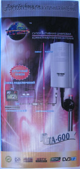 Цифровая антенна с усилителем Tel-Ant TA-600 Цифровая, эфирная антенна Tel-Ant TA-600 для приёма цифрового и аналогового телевидения. Предназначена как для установки внутри помещения, так и снаружи.