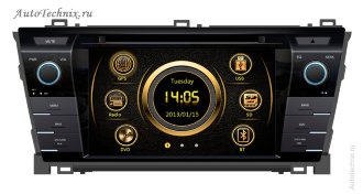 Штатная магнитола для Toyota Corolla (2013+) Штатная автомагнитола для Toyota Corolla (2013+). Штатное головное устройство с gps навигацией на OS Win CE-6 с поддержкой 2G/3G соединения с интернетом. Штатная магнитола с 7” (17,5 см) немоторизованным сенсорным экраном повышенной чёткости (800x480), встроенным GPS навигатором с функцией приема информации о пробках, TV/FM-тюнером, комбинированным приводом CD/MP-3/MP-4/DVD, с поддержкой карт памяти SD\MMC, встроенными 2 USB портами и Bluetooth – для организации громкой связи в салоне автомобиля.