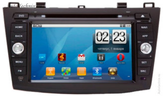 Штатная магнитола на Android для Mazda 3 (2007-2011)  Штатная автомагнитола для Mazda 3 (2007-2011).  Штатное головное устройство с gps навигацией на OS Android 2.3.4 с поддержкой WiFi и 2G/3G соединения с интернетом. Штатная магнитола с 7” (17,5 см) немоторизованным сенсорным экраном повышенной чёткости (800x480), встроенным GPS навигатором с функцией приема информации о пробках, FM-тюнером, комбинированным приводом CD/MP-3/MP-4/DVD, с поддержкой карт памяти SD\MMC, встроенными 2 USB портами и Bluetooth – для организации громкой связи в салоне автомобиля!!! Возможность подключения камеры заднего вида. 